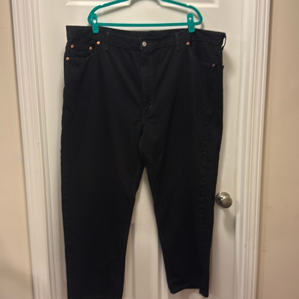 Levis 550 Jeans Mens 52x30 Black Denim Relaxed Fit Tapered Leg Casual